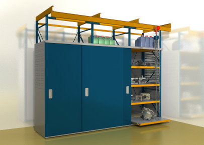 Металлические стеллажи среднегрузовые Slide-200 с дверями